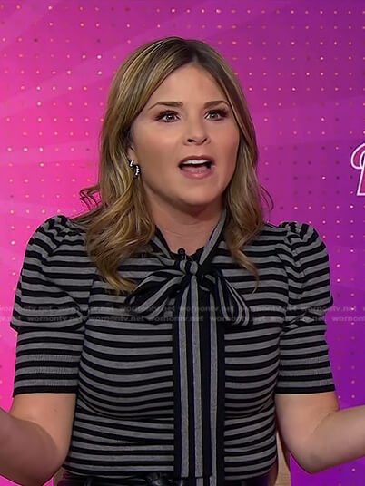 Jenna’s grey striped tie neck top on Today