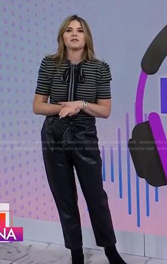 Jenna’s grey striped tie neck top on Today
