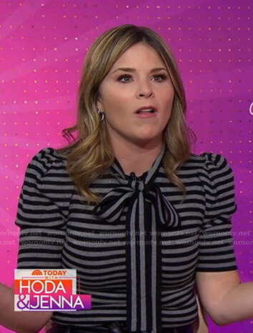 Jenna’s grey striped tie neck top on Today