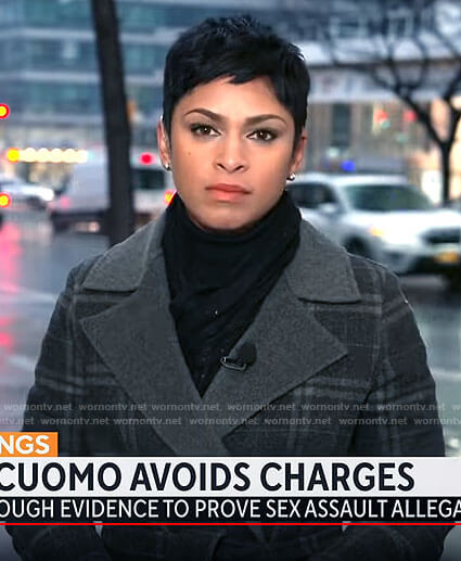 Jericka Duncan’s grey plaid coat on CBS Mornings
