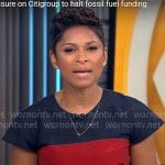 Jericka Duncan’s colorblock pleated dress  on CBS Mornings