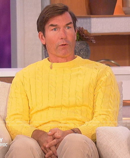 Jerry’s yellow cable knit sweater on The Talk