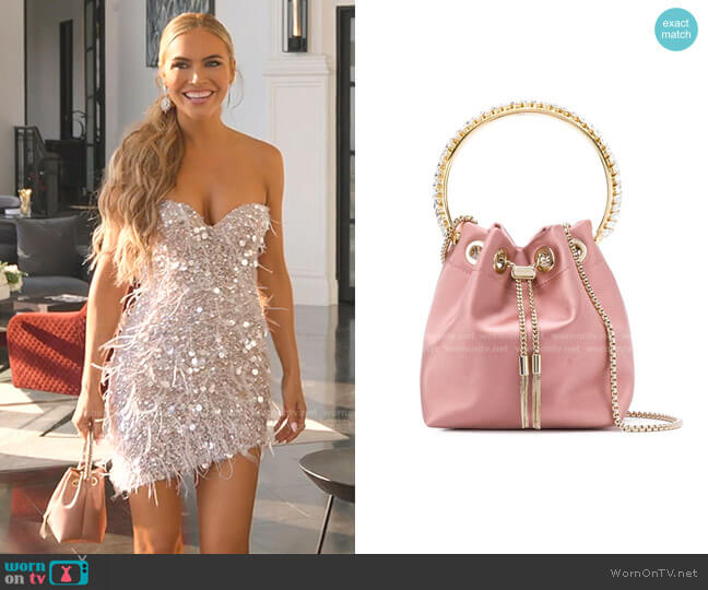 Jimmy Choo Bon Bon bracelet bag worn by Chrishell Stause on Selling Sunset