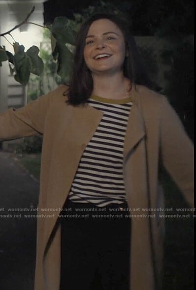 Jodie’s camel cardigan on Pivoting