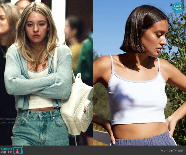 John Galt Light Blue Arden Hoodie worn by Cassie Howard (Sydney Sweeney) on Euphoria