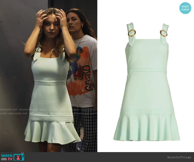 Jonathan Simkhai Clara Mini Dress in Salt Water worn by Cassie Howard (Sydney Sweeney) on Euphoria