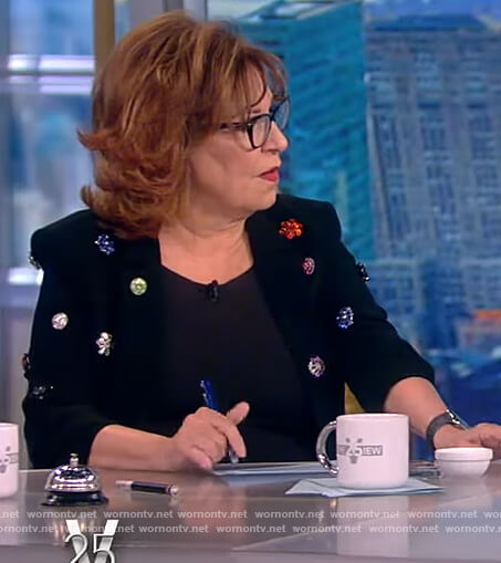 Joy’s black embellished blazer on The View