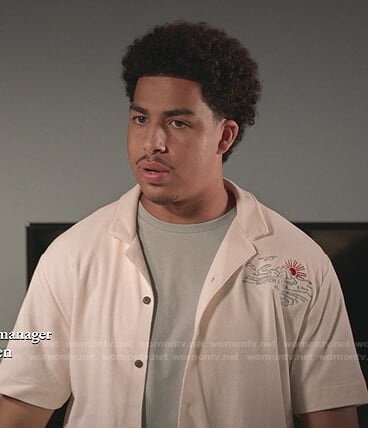 Junior’s ivory embroidered short sleeve shirt on Black-ish
