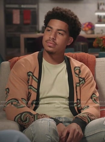 Junior’s orange printed cardigan on Black-ish