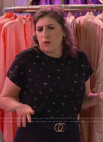 Kat’s black printed top on Call Me Kat
