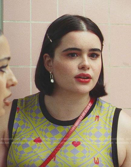 Kat’s green geometric print top on Euphoria