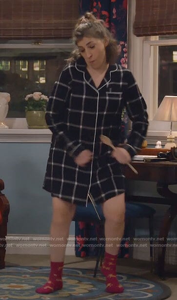 Kat’s black plaid night shirt on Call Me Kat