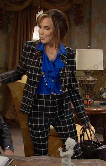Kate’s black windowpane check suit on Days of our Lives
