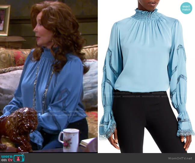 Kobi Halperin Elsie Lace Detail Blouse worn by Maggie Horton (Suzanne Rogers) on Days of our Lives