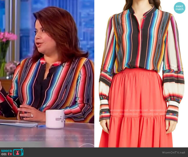 Kobi Halperin Felina Stripe Blouse worn by Ana Navarro on The View
