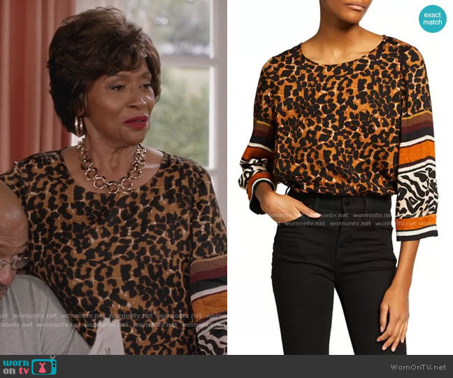 Kobi Halperin Harper Mixed Print 3/4-Sleeve Blouse