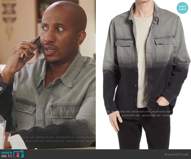 Ksubi Snakebite Regular Fit Dip Dye Denim Button-Up Shirt worn by Gary Williams (Chris Redd) on Kenan