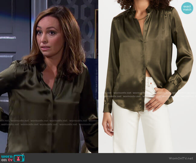 L'Agence Bianca Band Collar Blouse worn by Gwen Rizczech (Emily O'Brien) on Days of our Lives