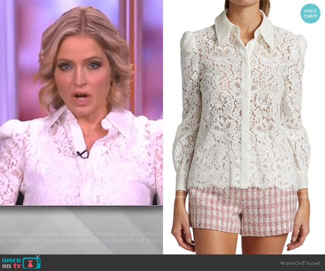 L'Agence Jenica Lace Blouse worn by Sara Haines on The View