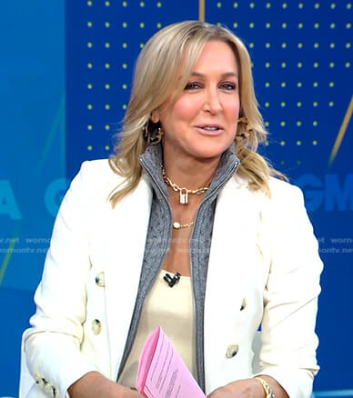 Lara’s white double breasted blazer on Good Morning America