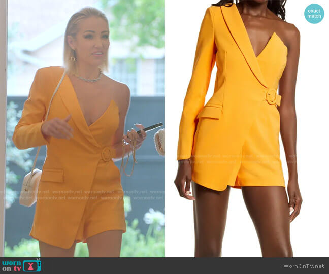 Lavish Alice One Sleeve Tuxedo Playsuit worn by Mary Fitzgerald on Selling Sunset
