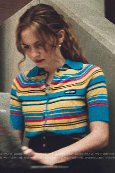 Lexi’s striped short sleeve cardigan on Euphoria