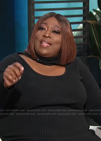 Loni’s black ribbed cutout dress on E! News Daily Pop