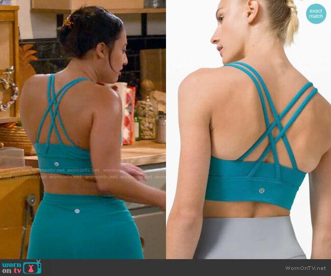 Lululemon Energy Bra Long Line Bra in Hawaiian Blue worn by Valentina (Francia Raisa) on How I Met Your Father