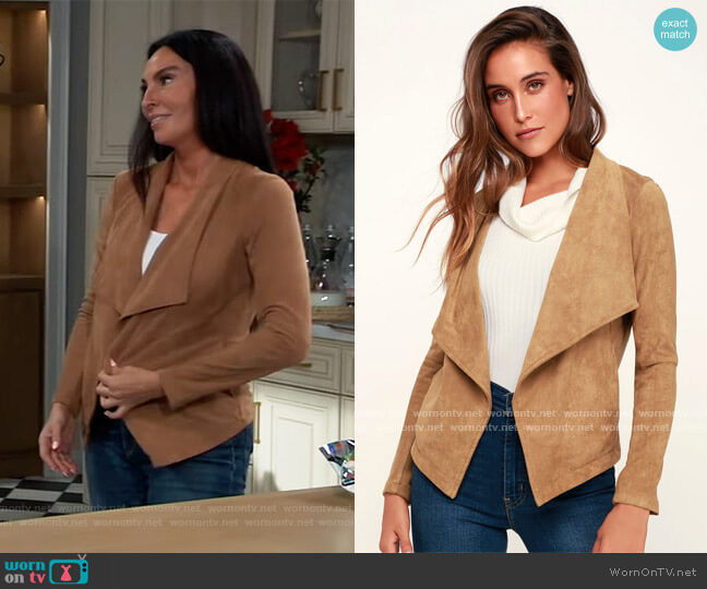 BB Dakota Earned It Tan Suede Lace-Up Back Jacket worn by Harmony Miller (Inga Cadranel) on General Hospital