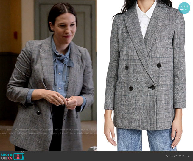 Madewell Caldwell Double Breasted Blazer worn by Olivia Elliot (Rebecca Henderson) on Single Drunk Female