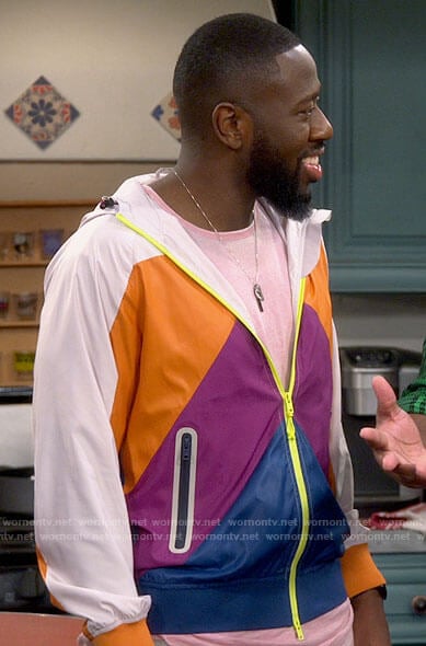 Malcolm’s colorblock track jacket on The Neighborhood