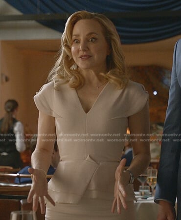 Marissa’s off-white peplum dress on Bull