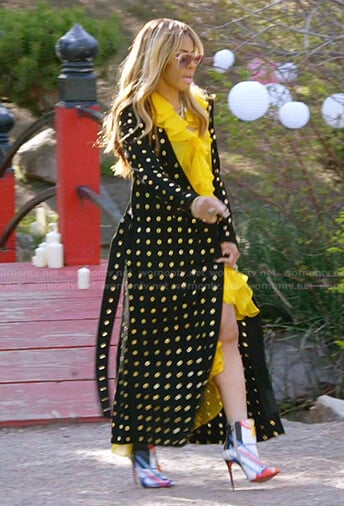 Mary’s black suede grommet coat on The Real Housewives of Salt Lake City