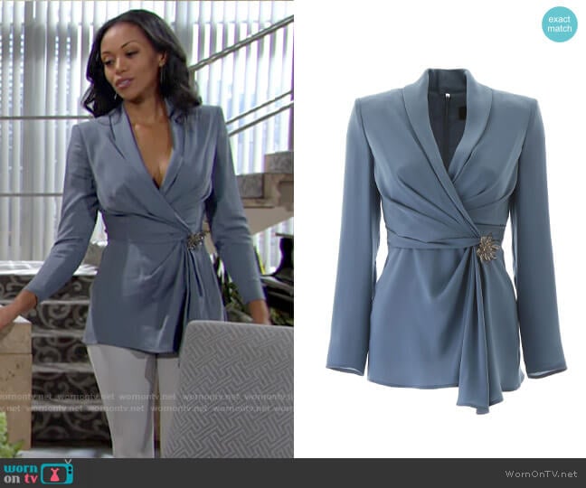 Max Mara Assiro Blouse worn by Amanda Sinclair (Mishael Morgan) on The Young and the Restless