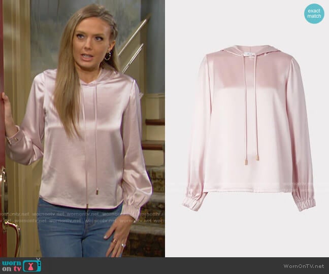 Milly Talia Hammered Satin Hoodie worn by Abby Newman (Melissa Ordway) on The Young and the Restless