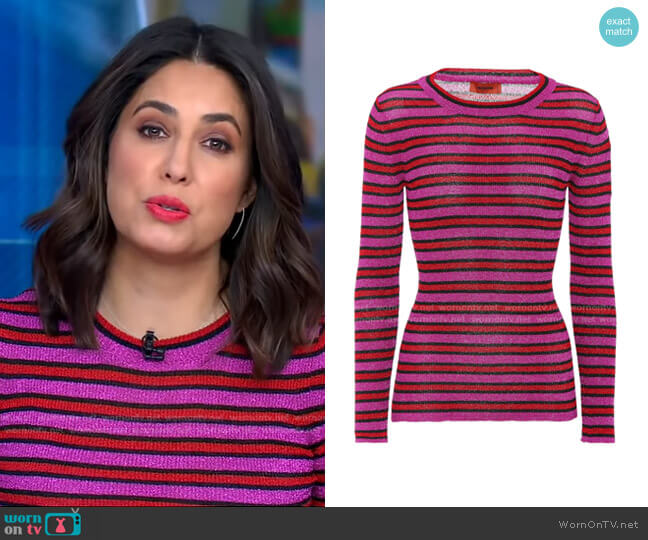 Missoni Striped Metallic Stretch-Knit Top worn by Cecilia Vega on Good Morning America