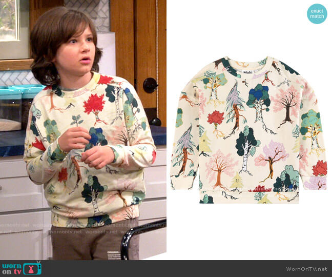 Molo Forest Friends Mandy Sweatshirt worn by Grover Johnson (Hank Greenspan) on The Neighborhood