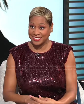 Monique’s red sequin dress on E! News Daily Pop
