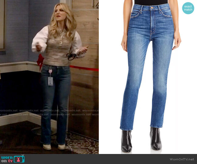 Mother The Swooner Rascal Ankle Bootcut Jeans in Where Is My Mind? worn by Gina Dabrowski (Annaleigh Ashford) on B Positive