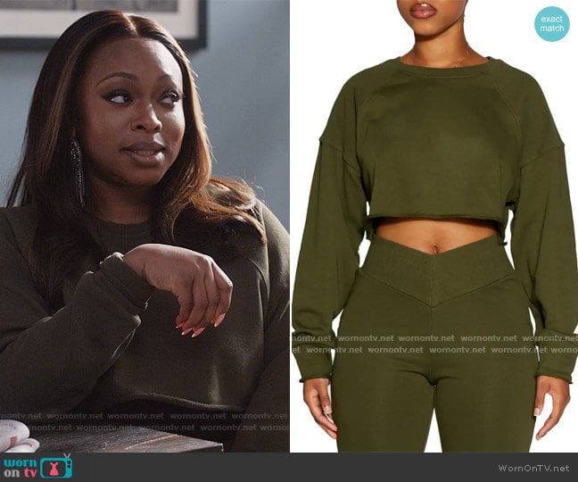 Naked Wardbrobe Crop Raglan Sleeve Sweatshirt worn by Jill (Naturi Naughton) on Queens
