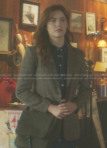 Nancy’s grey plaid blazer on Nancy Drew