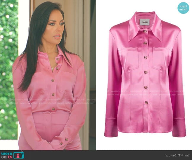Nanushka Tippi Satin Shirt worn by Vanessa Villela on Selling Sunset