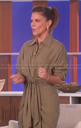 Natalie’s khaki tie waist shirtdress on The Talk