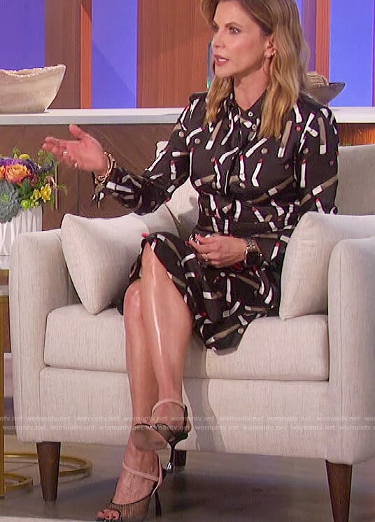 Natalie black lipstick print dress on The Talk