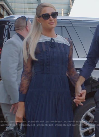 Paris’s blue lace long sleeve dress on Paris in Love