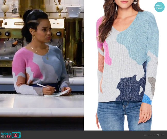 Nic + Zoe Puzzle Time Sweater worn by Randi (Kyla Pratt) on Call Me Kat
