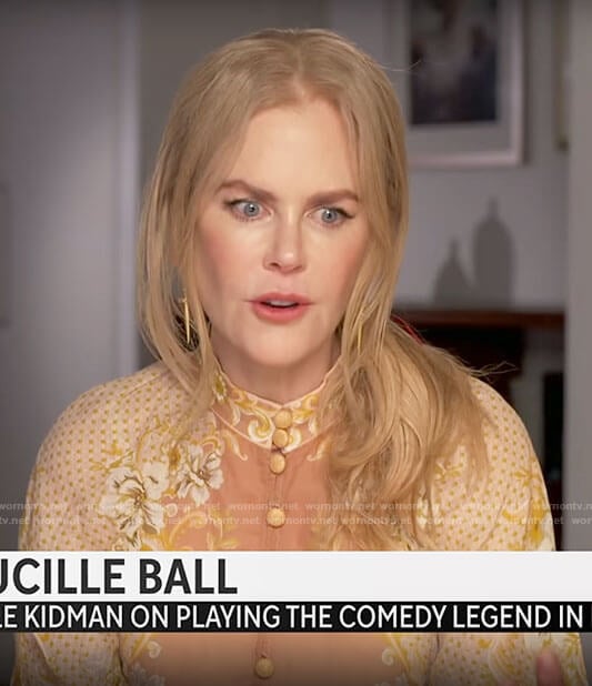 Nicole Kidman’s floral button up blouse on CBS Mornings