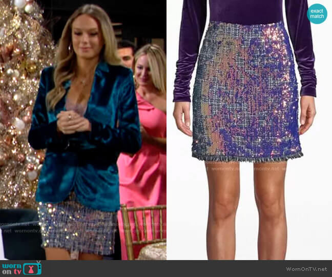 Nicole Miller Sequin Tweed Mini Skirt worn by Abby Newman (Melissa Ordway) on The Young and the Restless