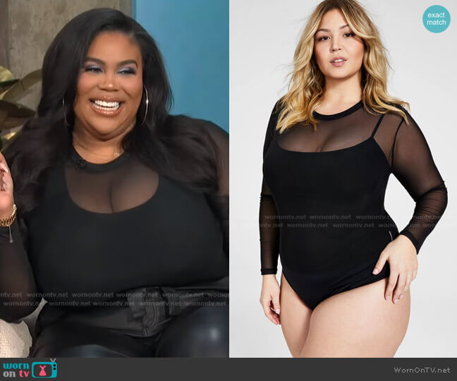 Nina Parker Trendy Plus Size Mesh Bodysuit worn by Nina Parker on E! News