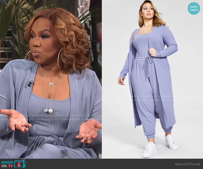 Nina Parker Trendy Plus Size Ribbed Knit Duster